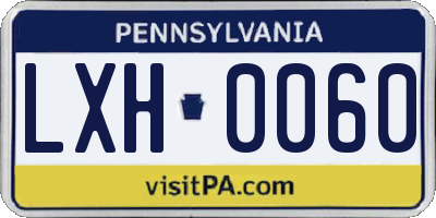 PA license plate LXH0060