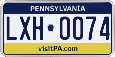 PA license plate LXH0074
