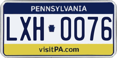 PA license plate LXH0076