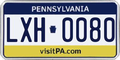 PA license plate LXH0080