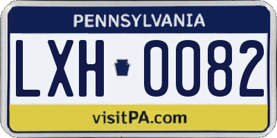 PA license plate LXH0082