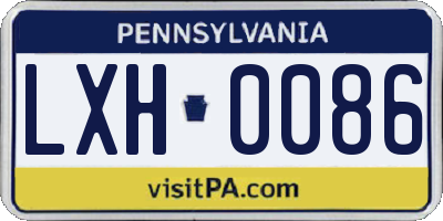 PA license plate LXH0086