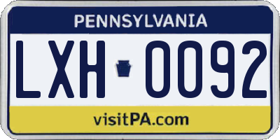 PA license plate LXH0092