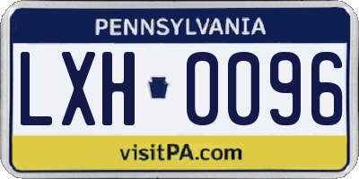 PA license plate LXH0096