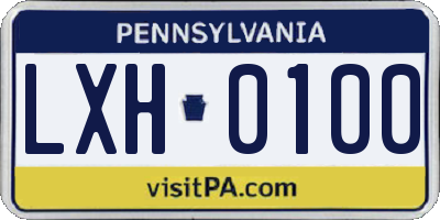 PA license plate LXH0100