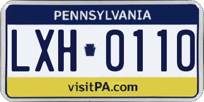 PA license plate LXH0110