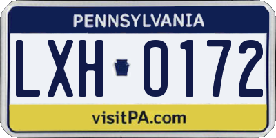 PA license plate LXH0172