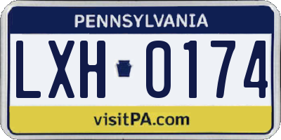 PA license plate LXH0174