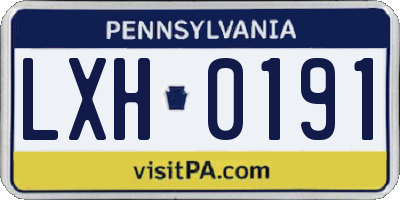 PA license plate LXH0191