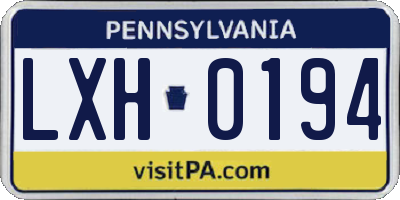 PA license plate LXH0194