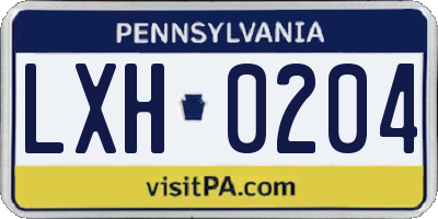 PA license plate LXH0204