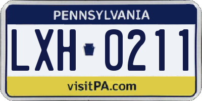 PA license plate LXH0211