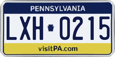PA license plate LXH0215