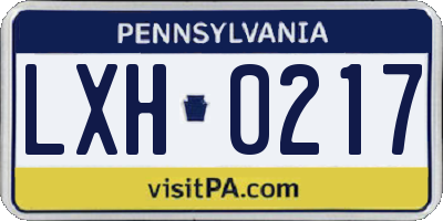 PA license plate LXH0217