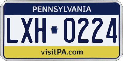 PA license plate LXH0224
