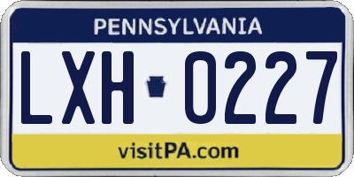 PA license plate LXH0227