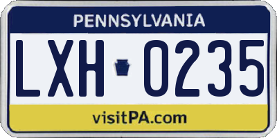 PA license plate LXH0235