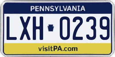 PA license plate LXH0239