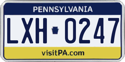 PA license plate LXH0247