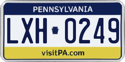 PA license plate LXH0249