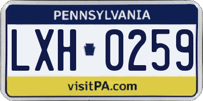 PA license plate LXH0259