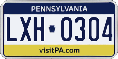 PA license plate LXH0304