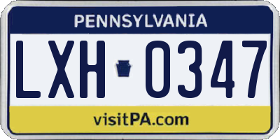 PA license plate LXH0347