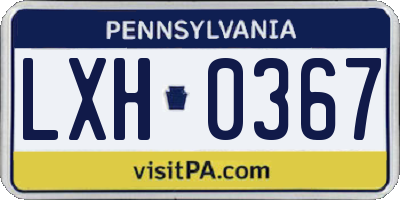 PA license plate LXH0367