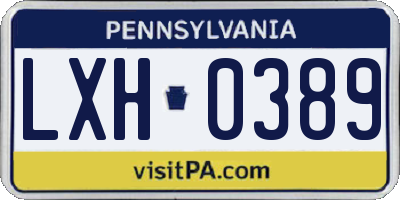 PA license plate LXH0389