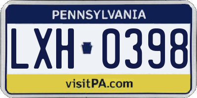 PA license plate LXH0398