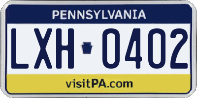 PA license plate LXH0402