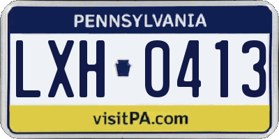 PA license plate LXH0413