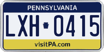 PA license plate LXH0415