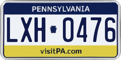 PA license plate LXH0476