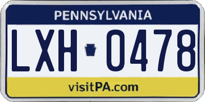 PA license plate LXH0478