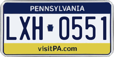 PA license plate LXH0551