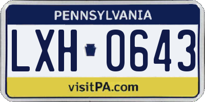 PA license plate LXH0643