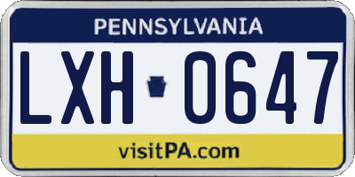 PA license plate LXH0647