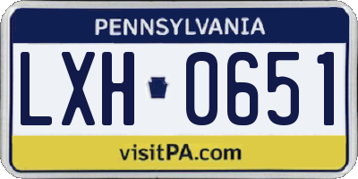 PA license plate LXH0651