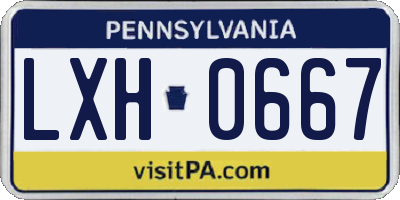 PA license plate LXH0667