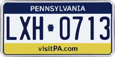 PA license plate LXH0713