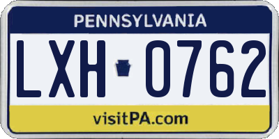PA license plate LXH0762
