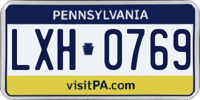 PA license plate LXH0769