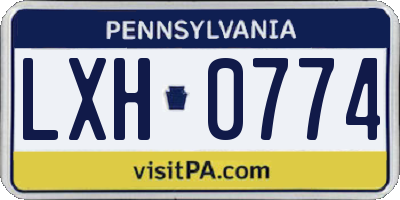 PA license plate LXH0774
