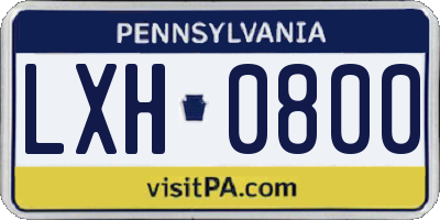 PA license plate LXH0800