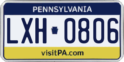 PA license plate LXH0806