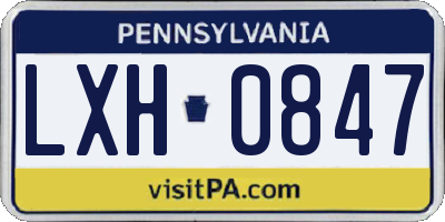 PA license plate LXH0847