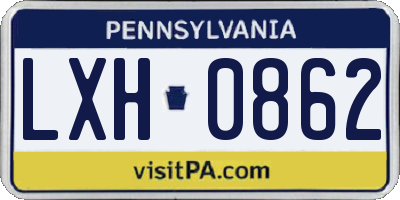 PA license plate LXH0862