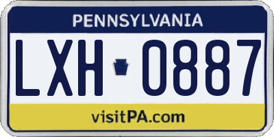 PA license plate LXH0887