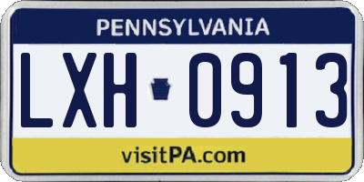 PA license plate LXH0913